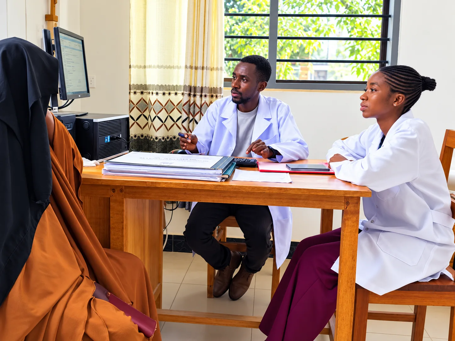 Healthcare professionals discussing a patient’s care